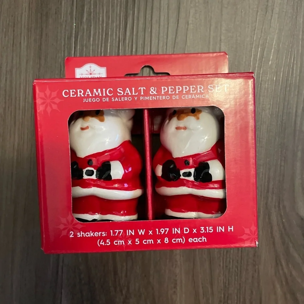 Holiday Time Ceramic Santa Salt & Pepper Set